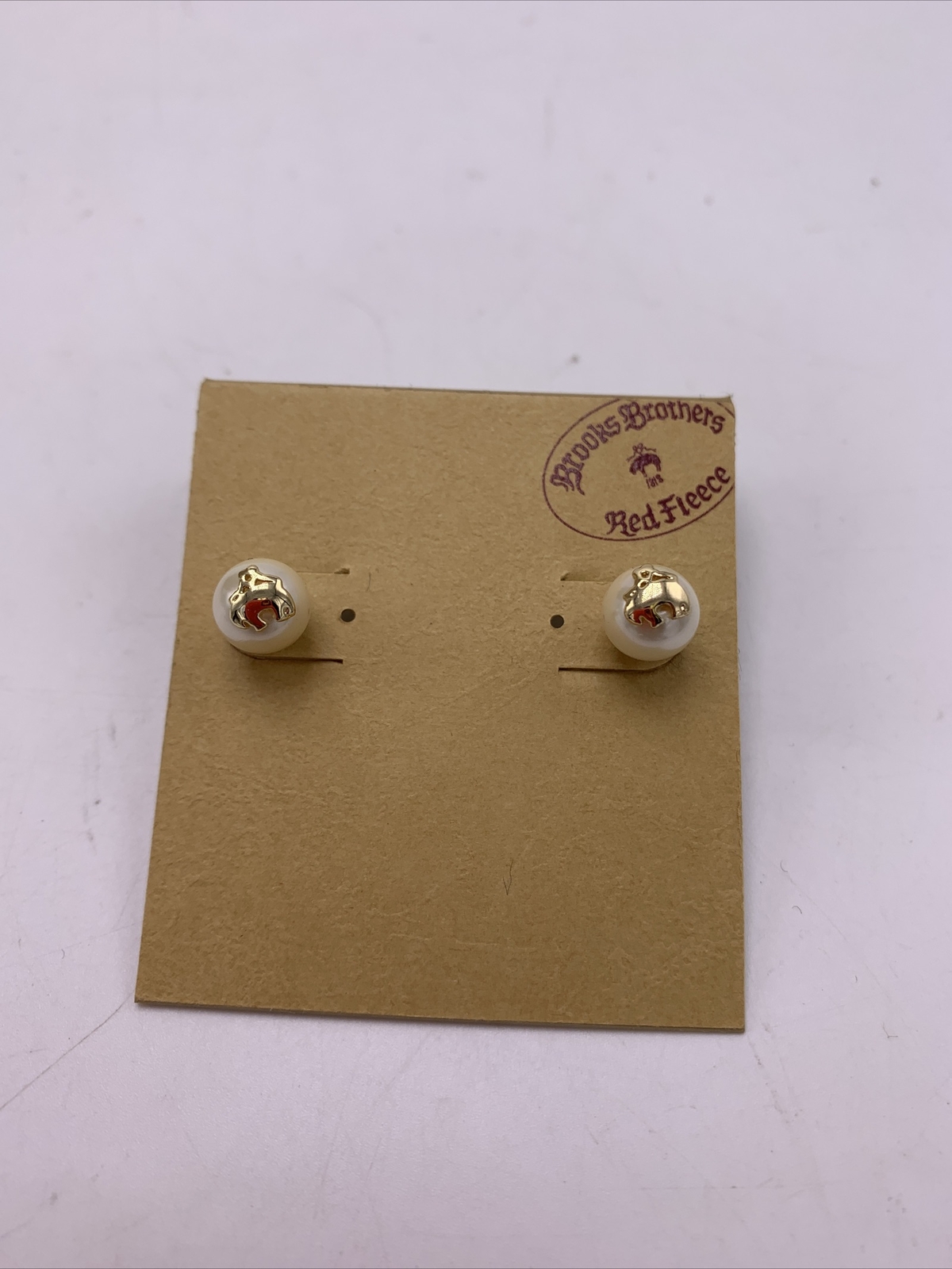 NWT BROOKS BROTHERS GOLD TONE Fleece Pearl Stud Earrings LC937