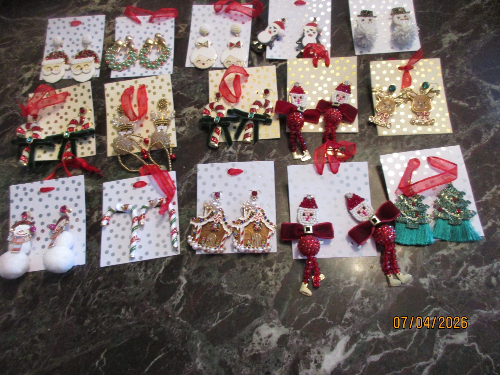 Lot 15 Assorted FANCY Christmas Holiday Earrings Xmas Earring Lot 1