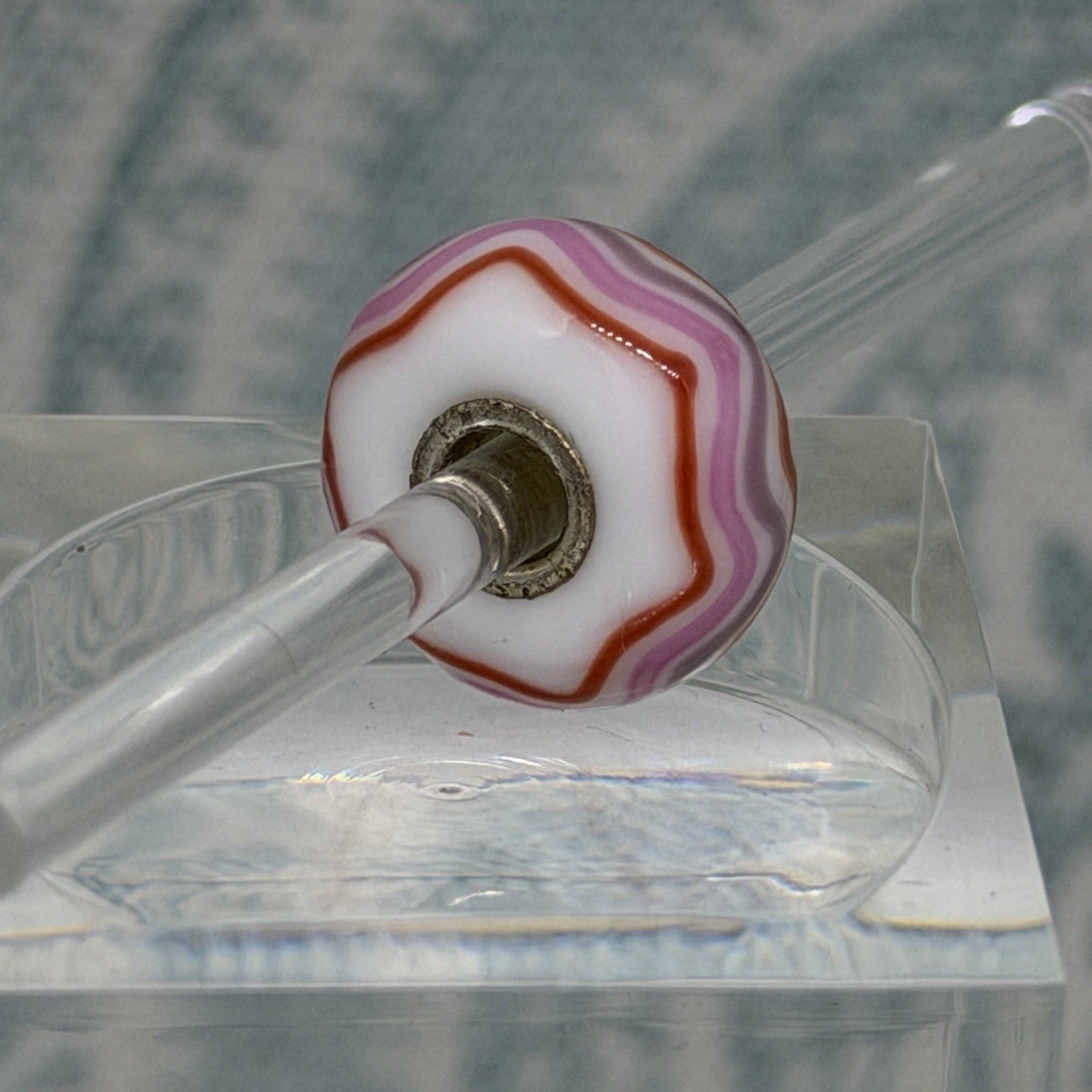 Authentic Trollbeads OOAK Pink, Red & Purple Chevrons on White CC, New (114)