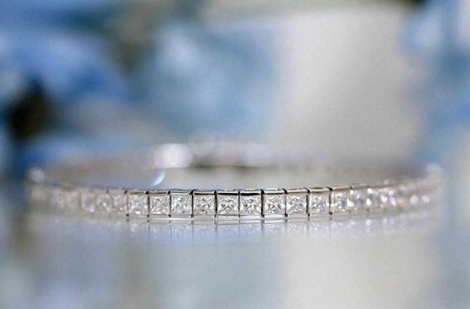 5Ct Princess Cut Lab Created Diamond Women’s Bracelet Gift 14K White Gold Plated