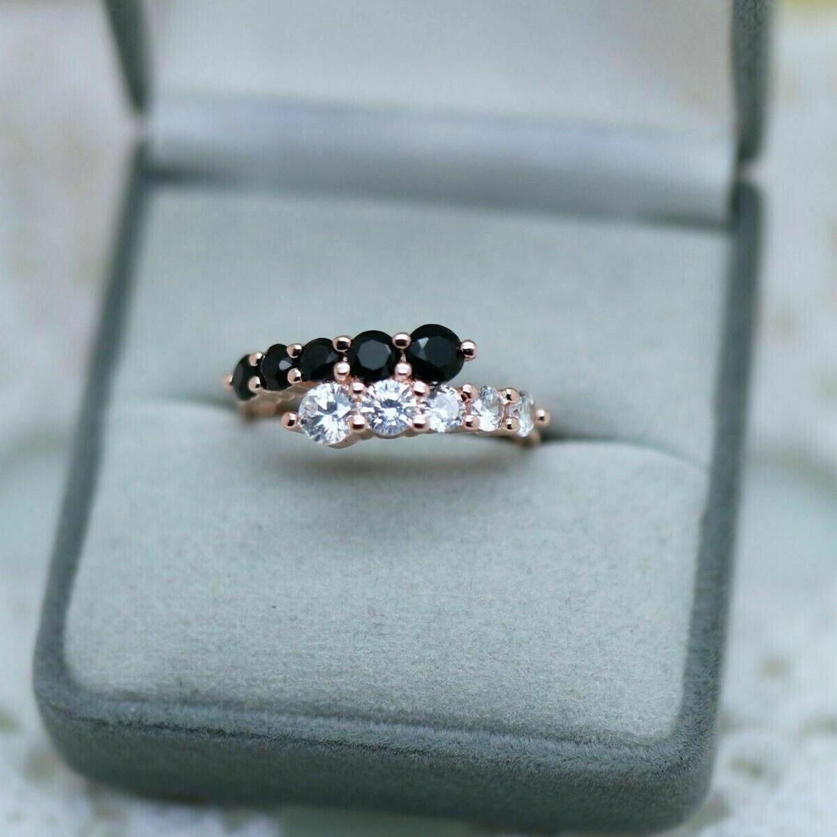 Round Cut Simulated Diamond Women’s Engagement Band Ring In 14k Rose Gold Plated