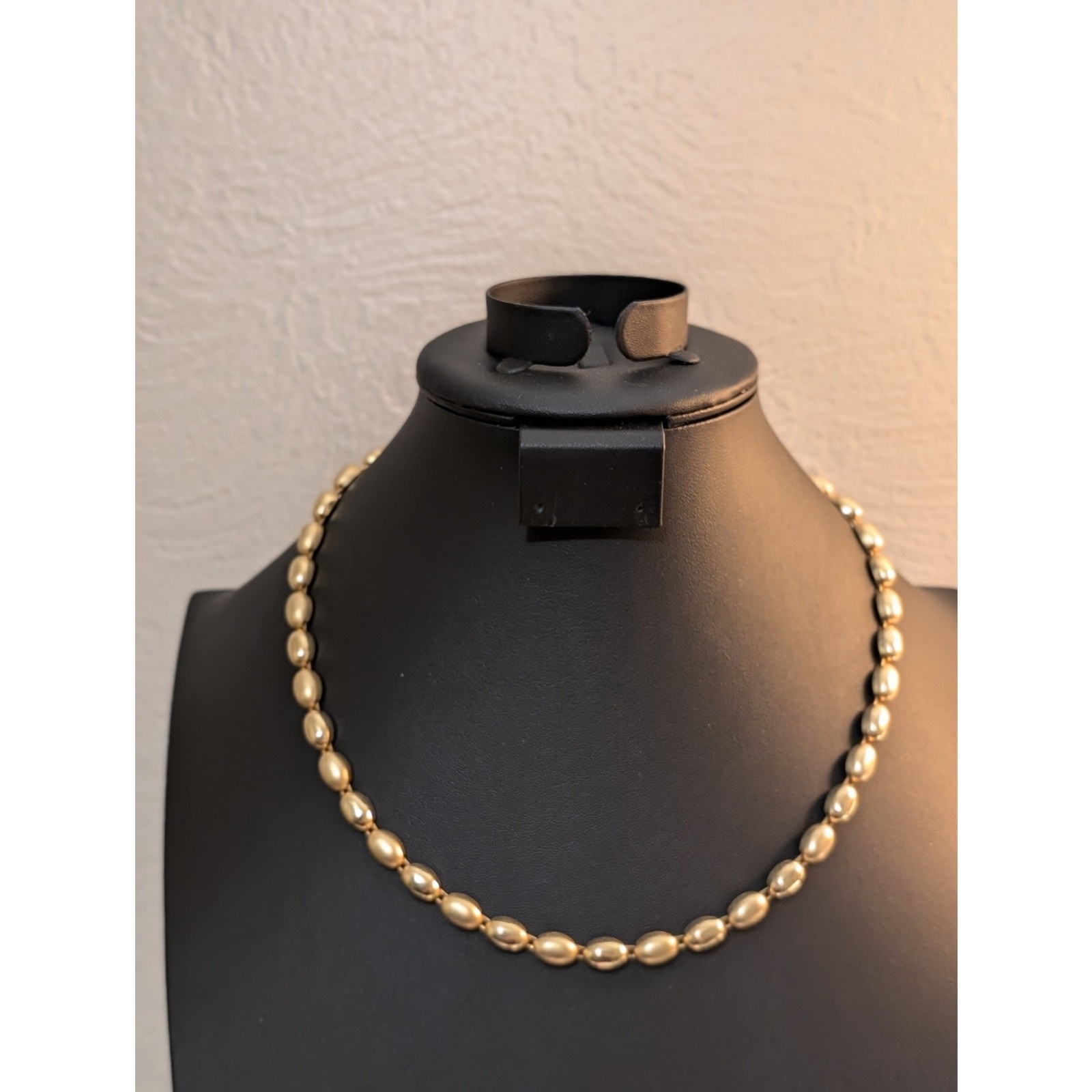 Satin & Polished Finish Gold Tone Beaded 18″-20.5″ Necklace