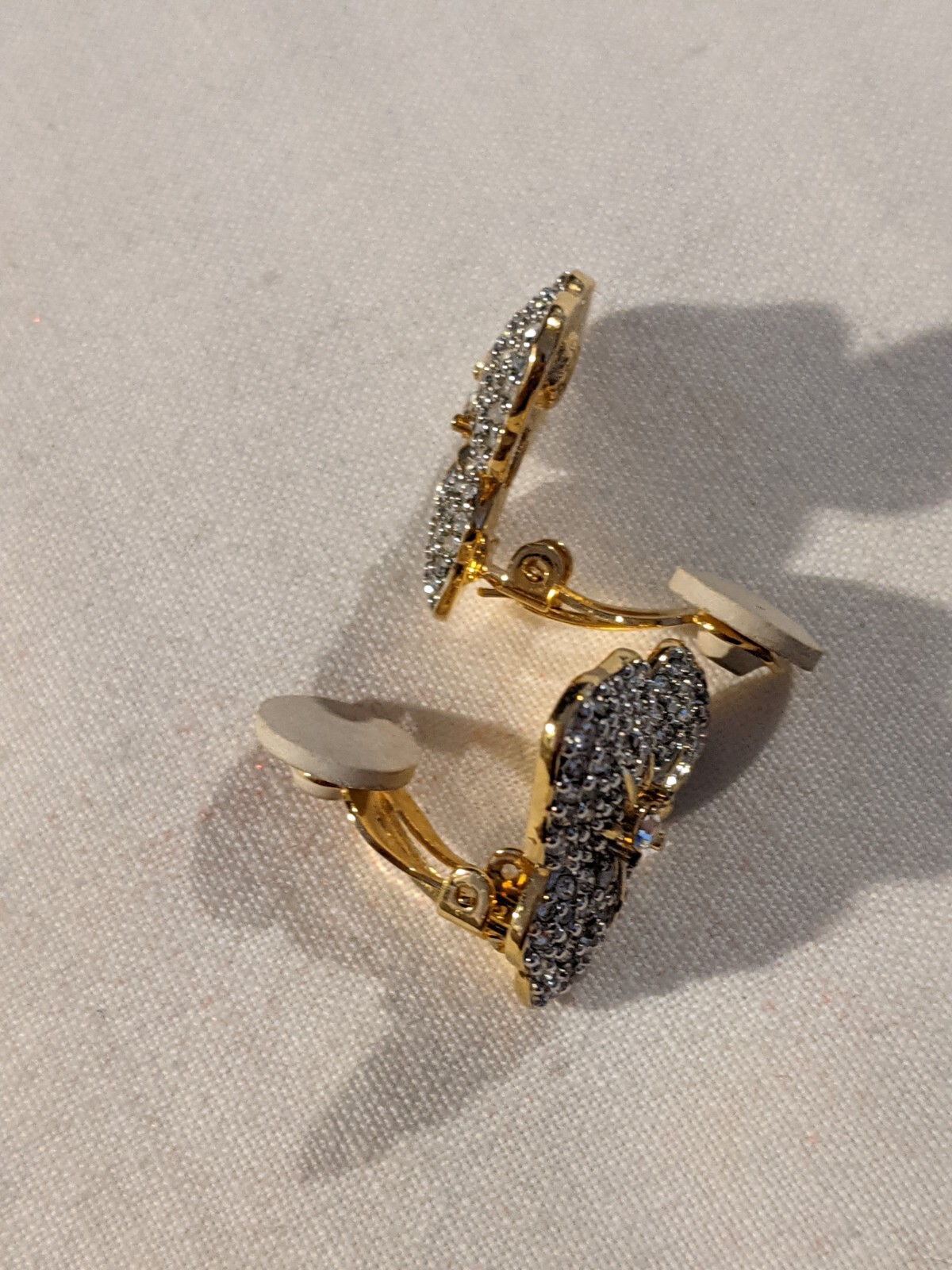 Swarovski Clear Crystal Pave Set Flower Shaped Clip-on Earrings Gold Plated