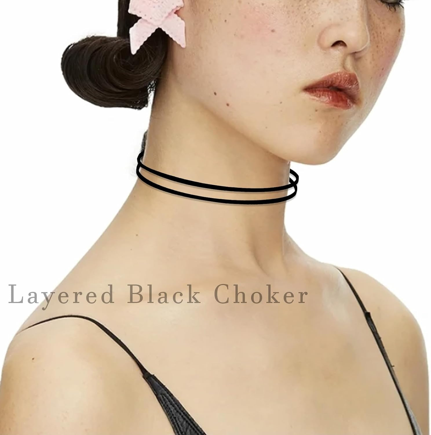 Ronglry 3Pcs Black Choker Necklace for Women Black Velvet Choker Set Layered Bla