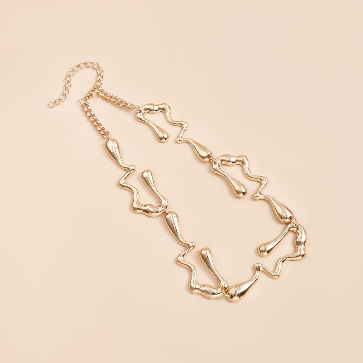 Gold Plated Abstract Drip Choker & Earring Set, Modern Statement Jewelry