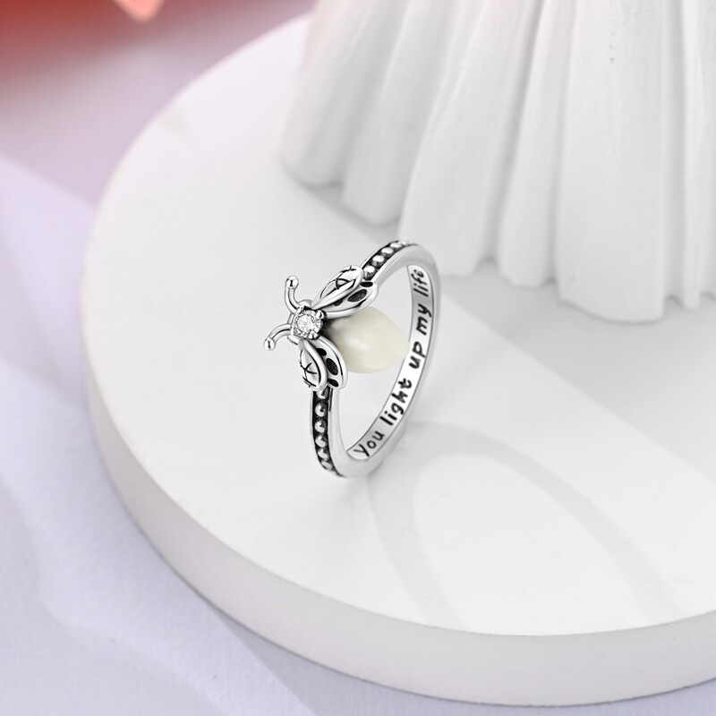 MULA Original Luminous Golden Firefly Ring CZ Women Jewelry 925 Sterling Silver