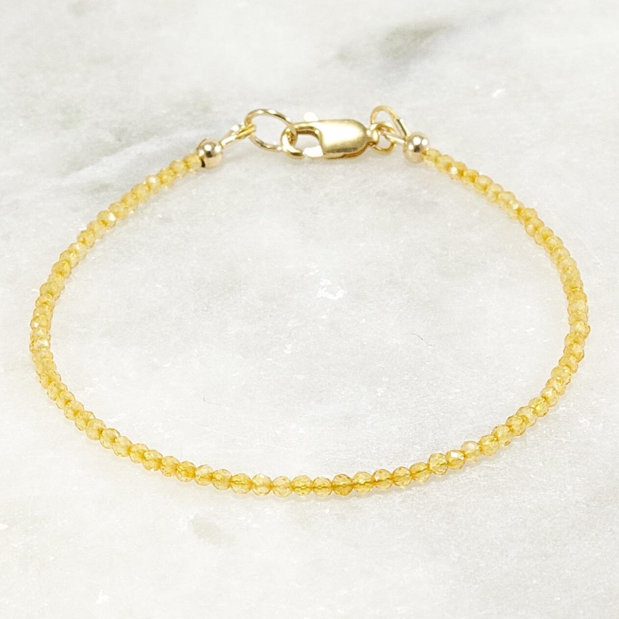 Citrine Bracelet Tiny Beads November Birthstone Birthday Gift for Her Stacking M