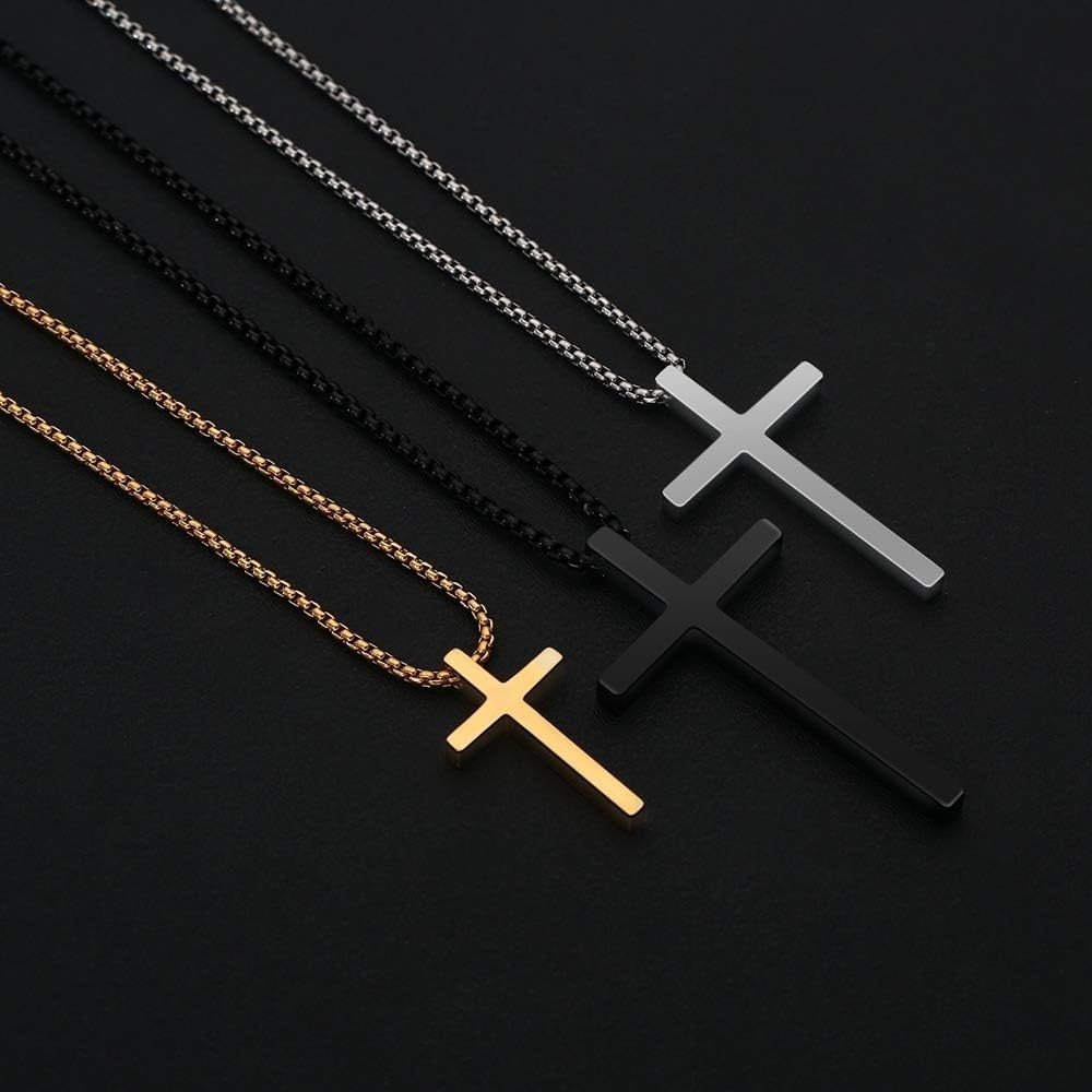 Elegant Stainless Steel Cross Necklace for Men & Teens, 16-30 Inch, Stylish Gift