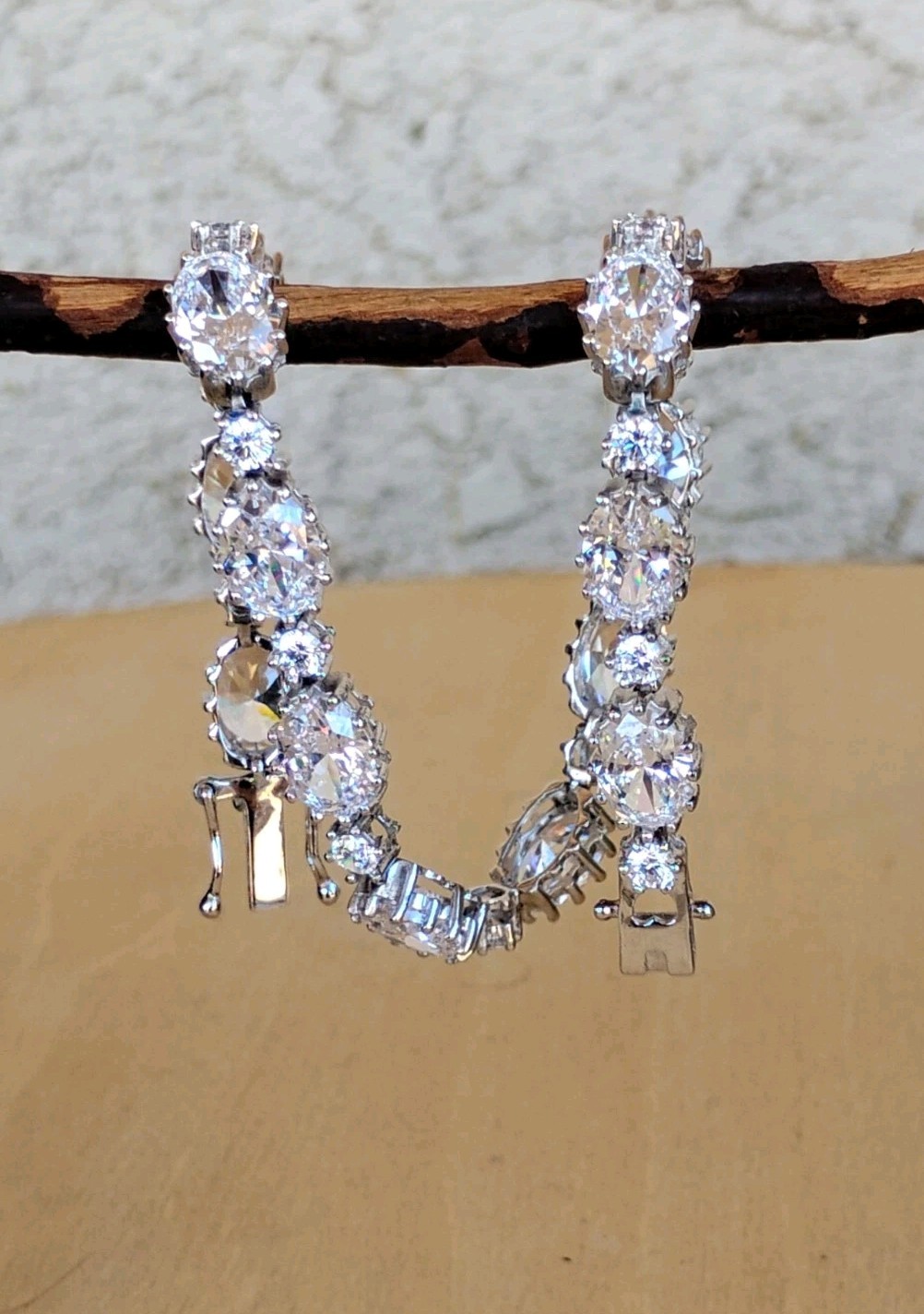 New Stauer “DiamondAura” Oval & Round CZ Brilliant Bracelet, Sterling, 7.5″ Fit