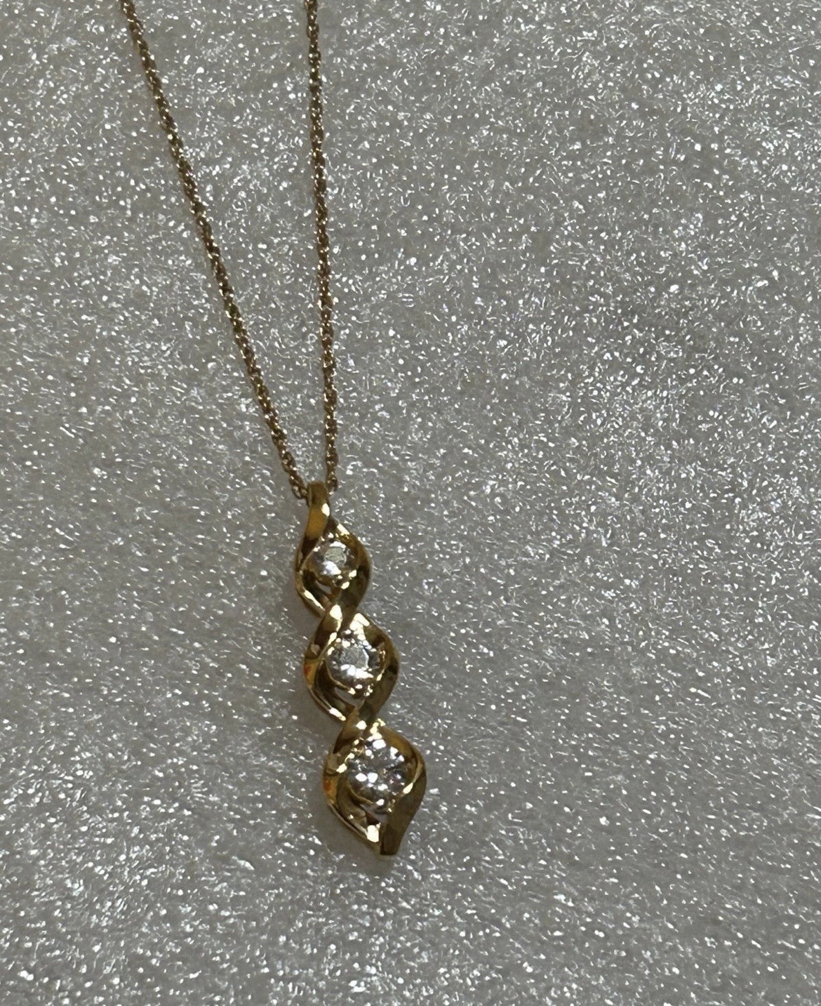 White Sapphire 14K Gold Over Silver . Base Metal Is Silver. 18” Long.