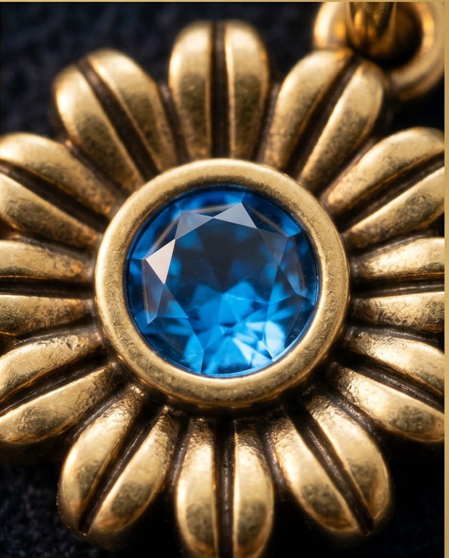 Gucci Pendant blue / gold flover Logo gg stamped zipper pull