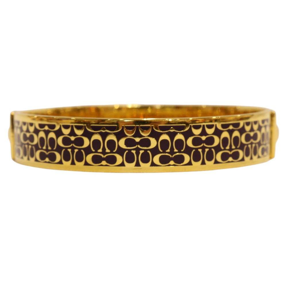 Cloth Bag COACH Signature Bangle Bracelet Gold and Purple Approximately 19.5cm B