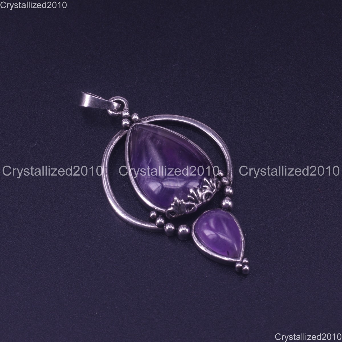 Natural Gemstones Amethyst Teardrop Healing Reiki Chakra Pendant Beads 28x50mm