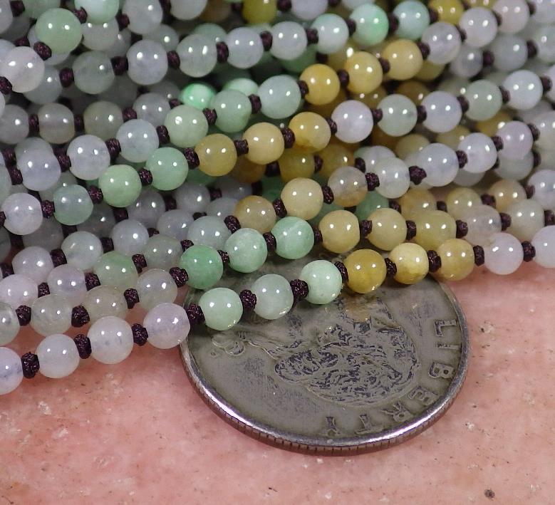 1Pcs ICY Green Yellow White A JADE Jadeite Bead beads Necklace 21 inch 101296