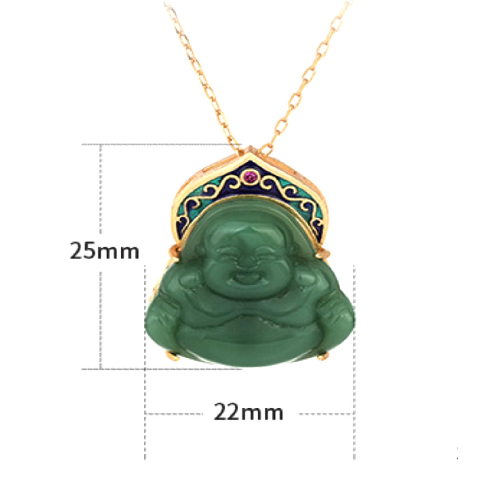 Jade-Anh?nger-Halskette Buddha vergoldeter Kette ethnisches Edelstein Geschenk