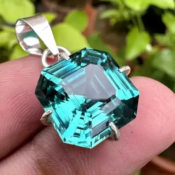 Certified 25 ct Natural Paraiba Tourmaline 925 Silver Pendant Loose Gemstone