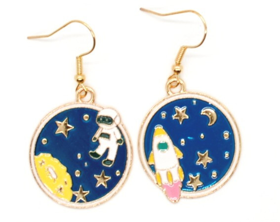 To The Moon: Handmade Space Rocket Astronaut Earrings