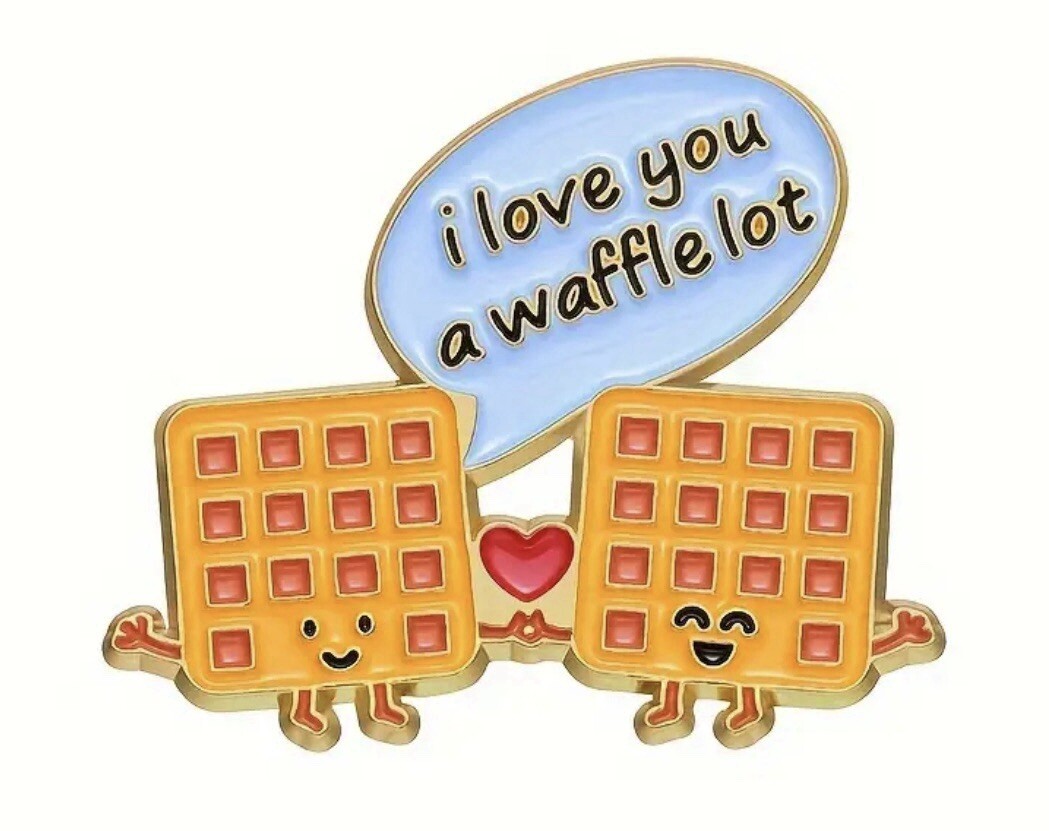 I Love You Waffle Lot Enamel Lapel Pin – 1.5” x 1.3”