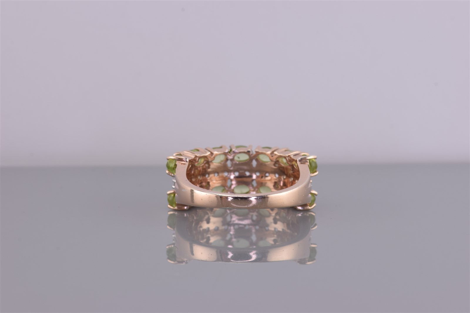 Gold Sterling Silver Stack Oval Green Peridot Cubic Zirconia Band Ring 925 Sz: 7