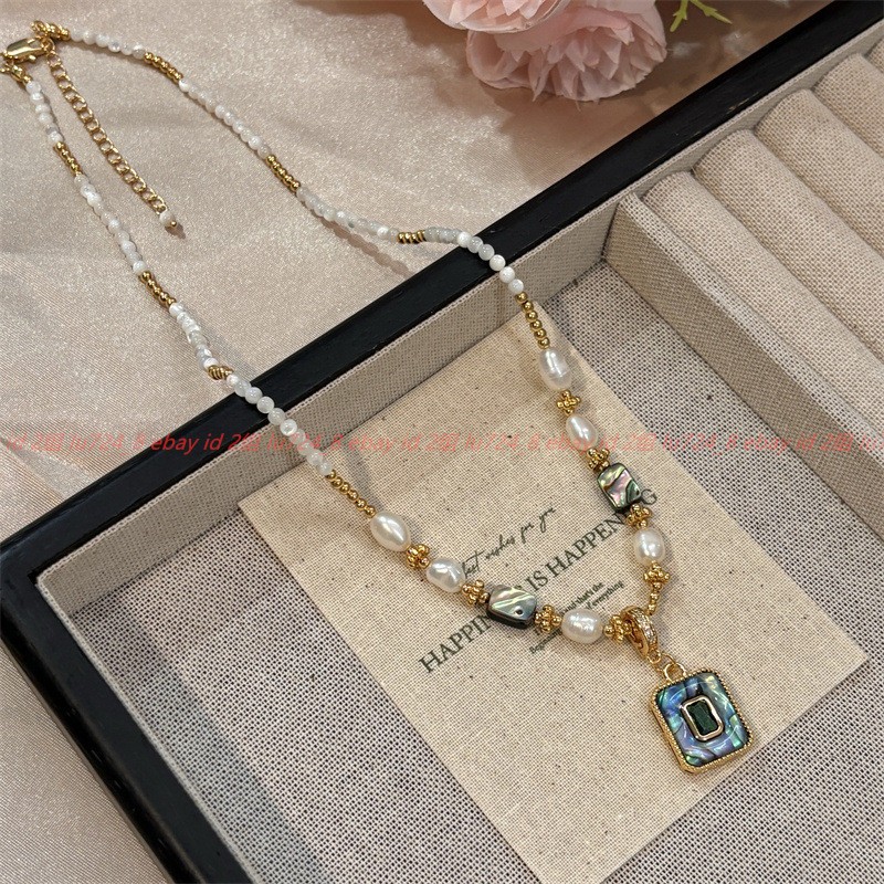 Pretty Natural Freshwater Pearl Shells Abalone Shells Gems Beads Necklace 42+5cm