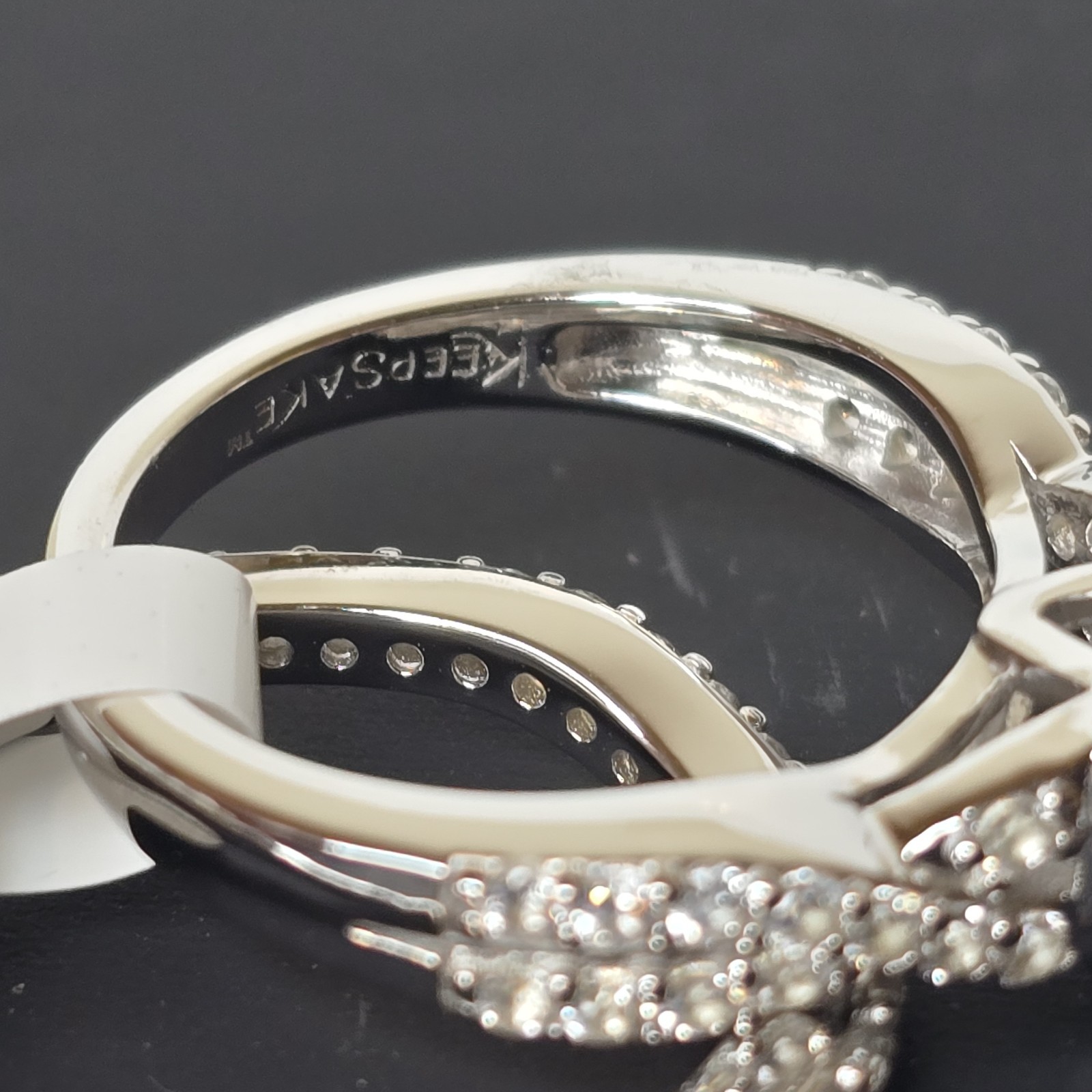 Keepsake Serena 1 1/2 ct TGW Created White Sapphire Ring Set Bridal SS Size 7