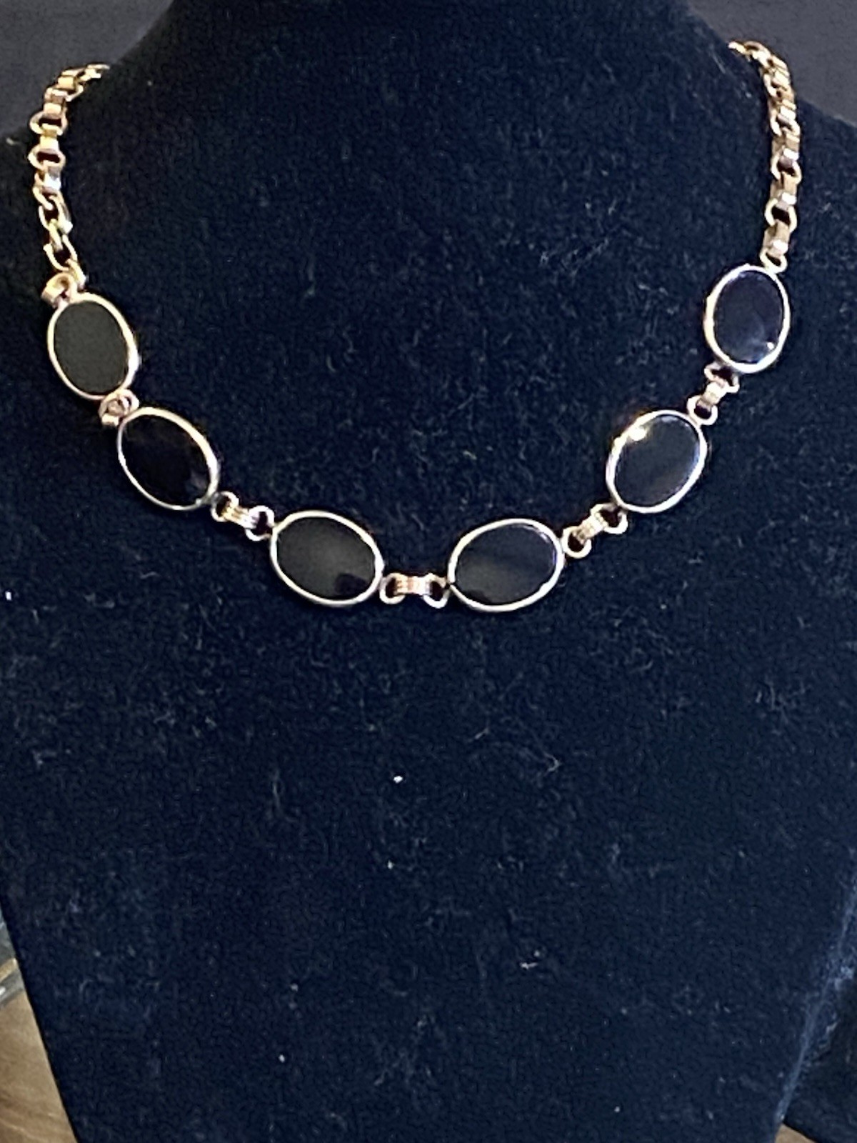 1960’s Admark Set 15” Necklace 8” Bracelet Earrings 1-20 12KGF Gold Tone Onyx