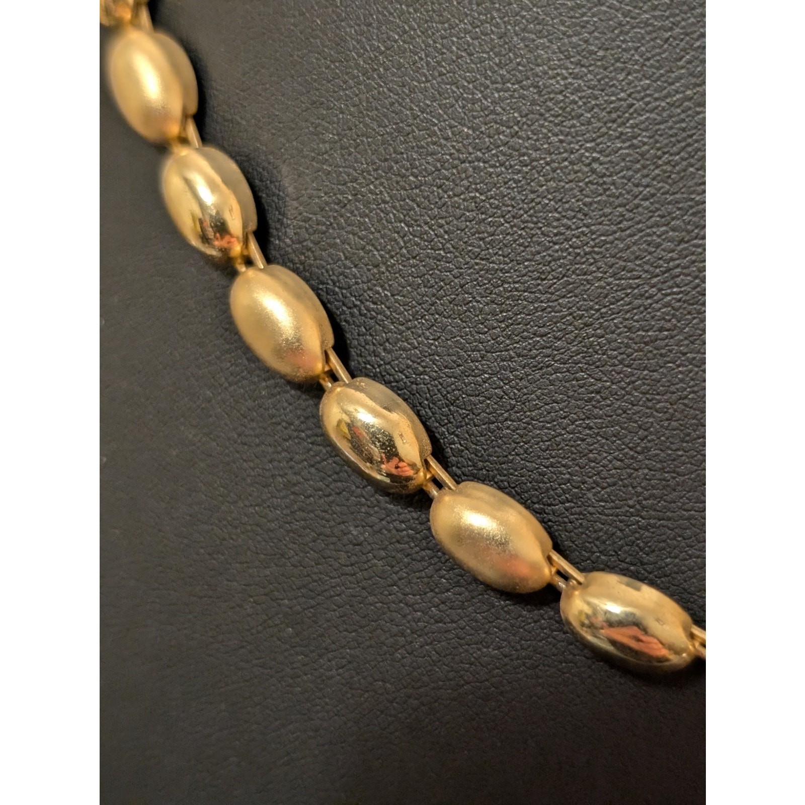 Satin & Polished Finish Gold Tone Beaded 18″-20.5″ Necklace