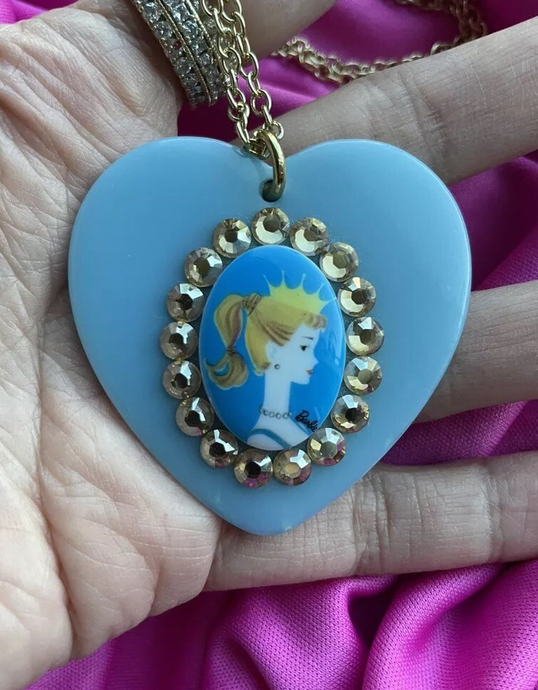 Tarina Tarantino Vintage Barbie Classic Circa 1959 Lucite Heart Cameo Necklace