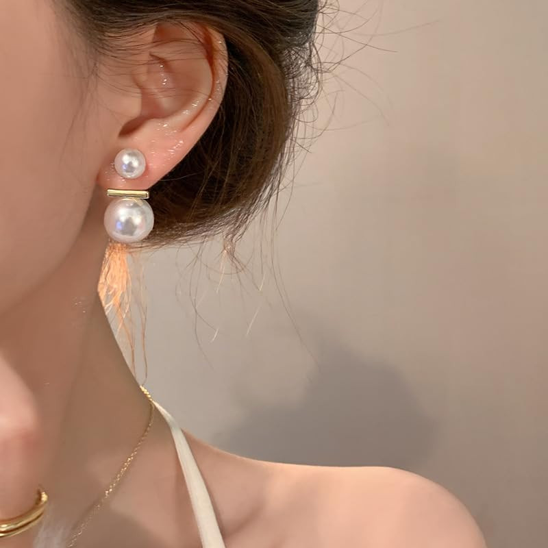 Big Pearl Stud Earrings White round Pearls Earrings Fashion Design Faux Pearl Ch