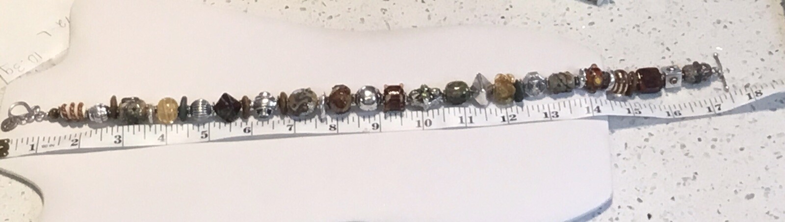 Artisan Necklace, Sterling Clasp, Different Sized Silver & Lampworked Beads, 18”