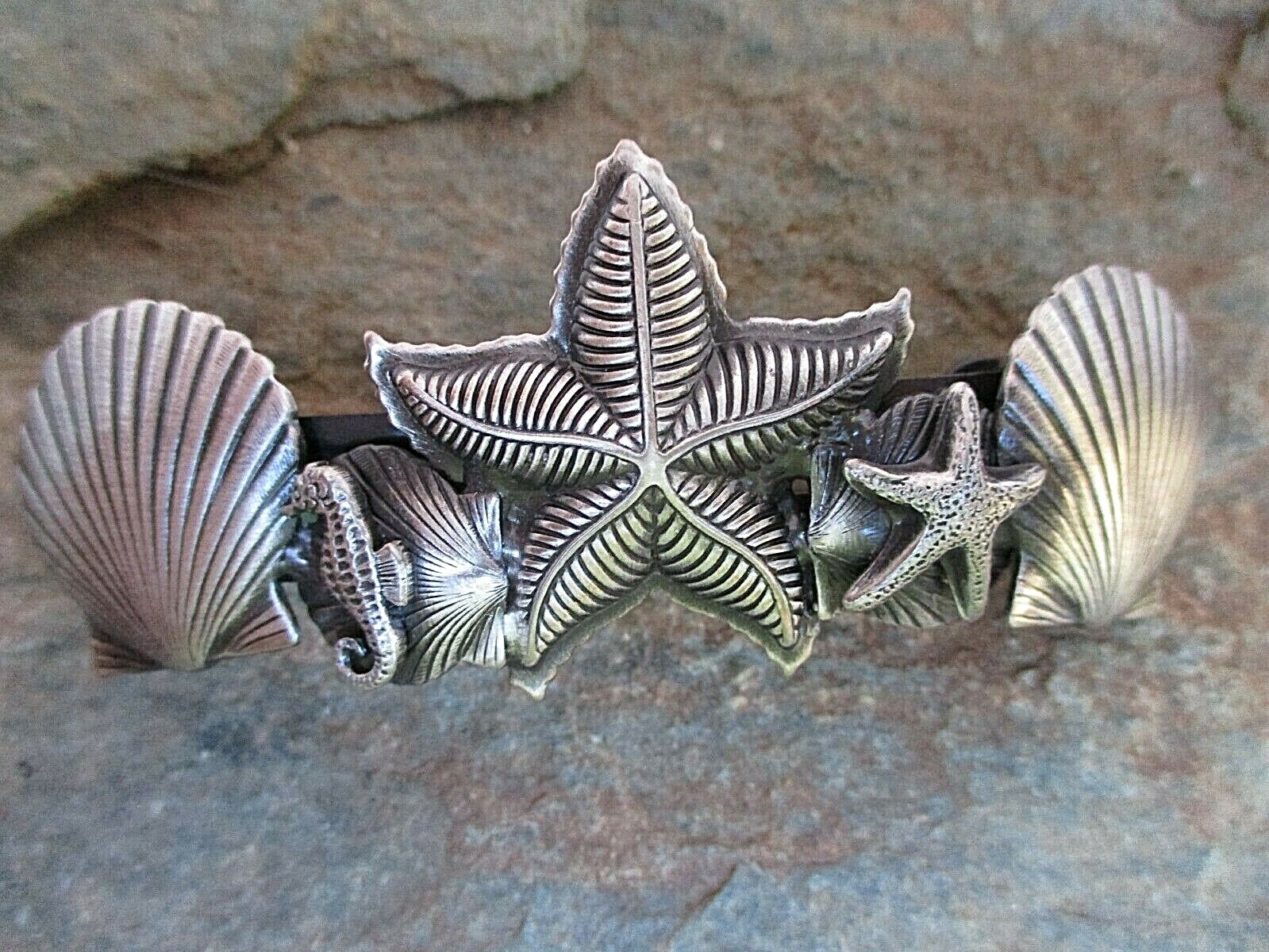 Shell Silver Plated French Clip Hair Barrette 80MM Clip Made in USA 6052S