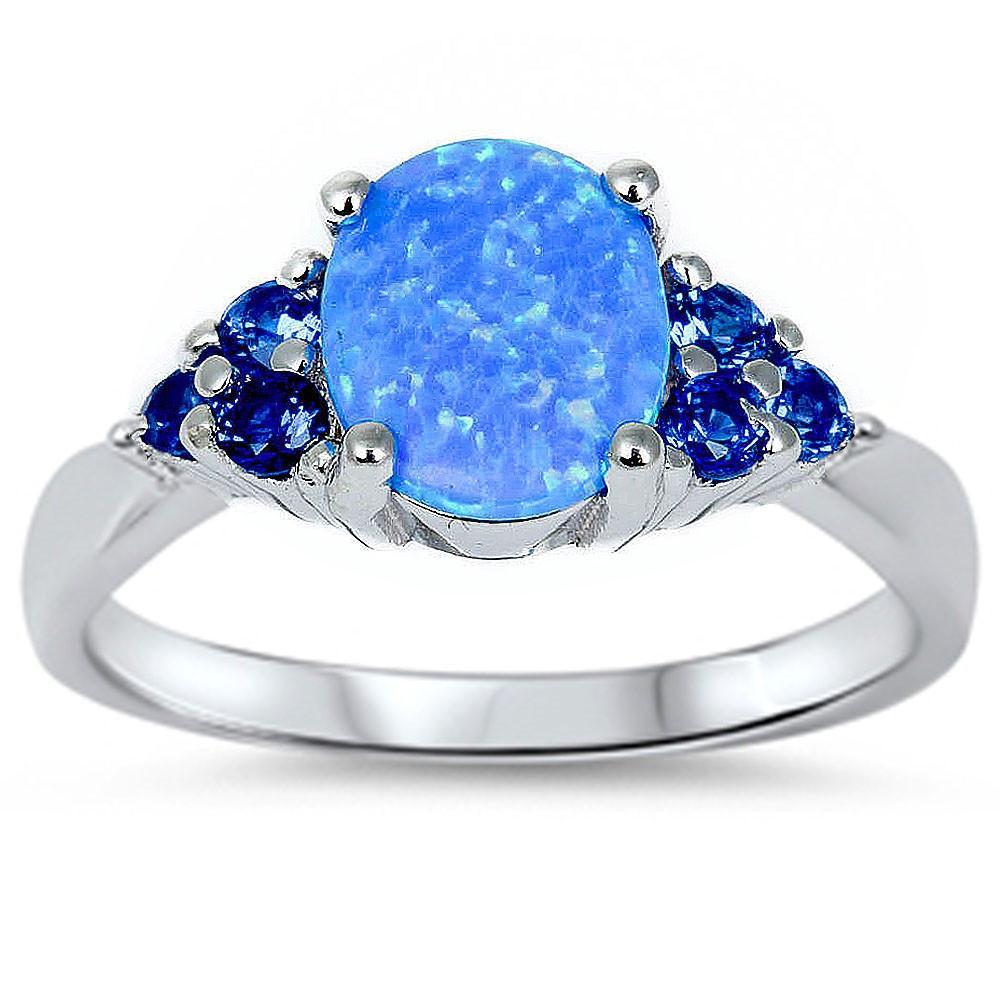 Best Seller Blue Opal & Blue Sapphire .925 Sterling Silver Ring