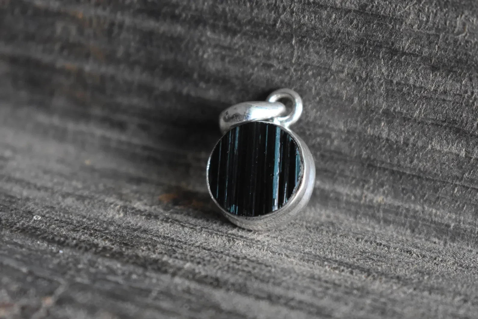 Natural Rough Black Tourmaline 925 Silver Pendant, 23 Ct Small Healing Gemstone