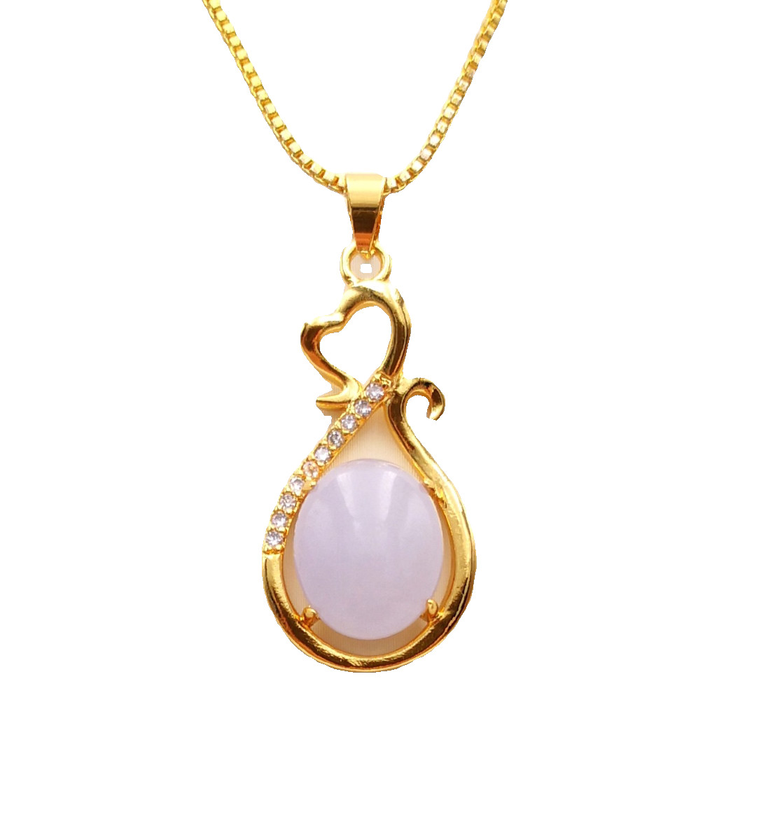 Nature Jade Heart Vase Pendant Necklace Gift Jewelry charm Blessing Lucky New