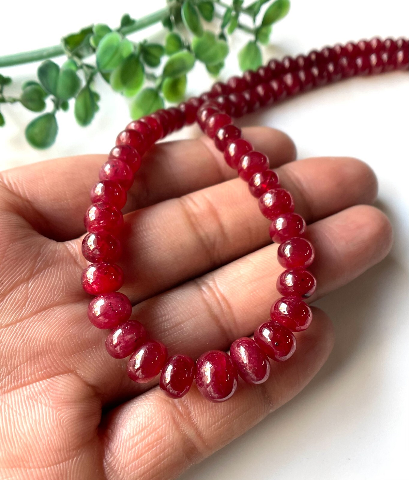 High Quality Natural Ruby Smooth Beads Rondelle Shape Ruby Gemstone Necklace