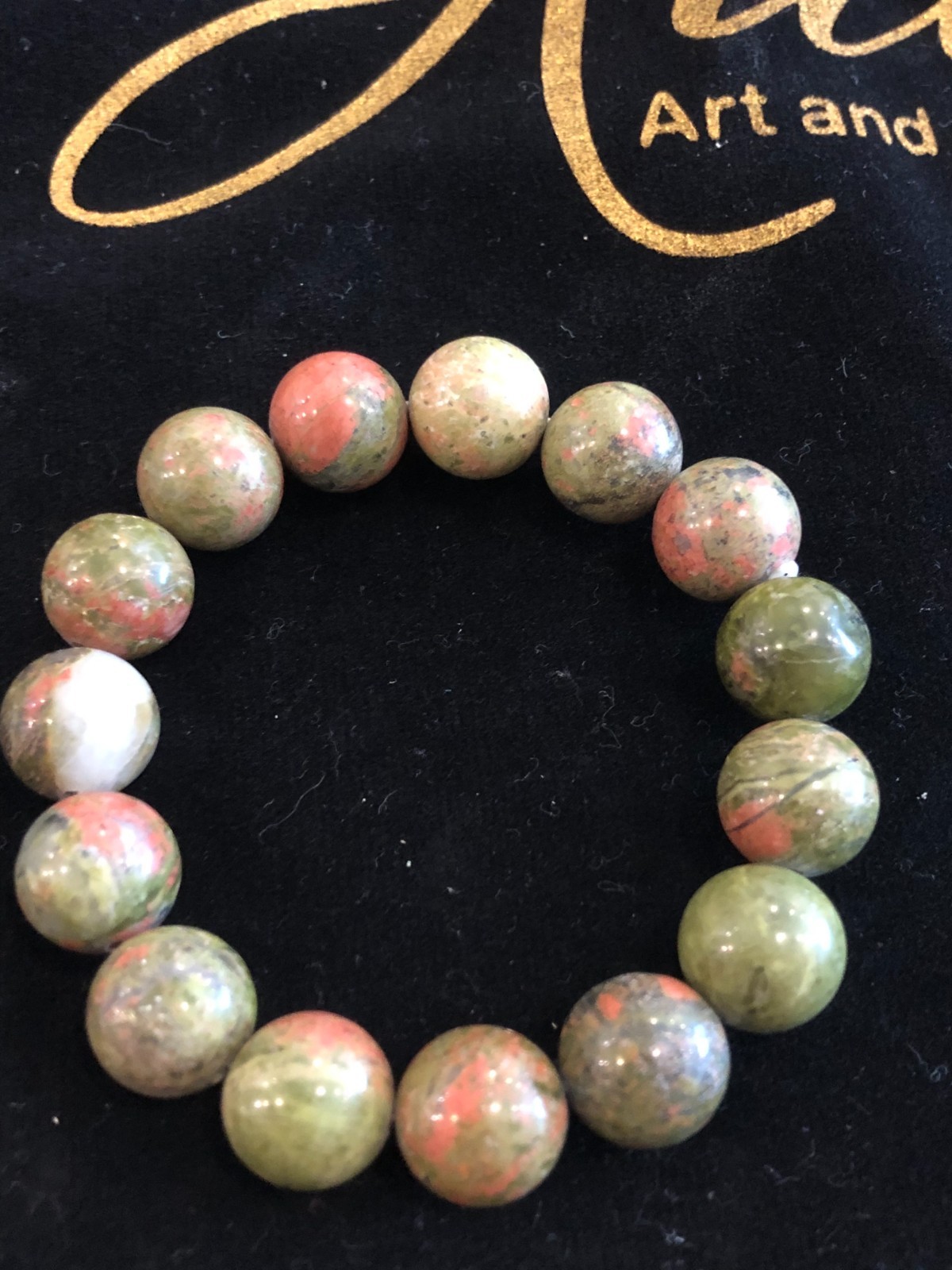 Unakite Gemstone Bracelet Lucky Stone Round Beads Natural Stone Jewelry