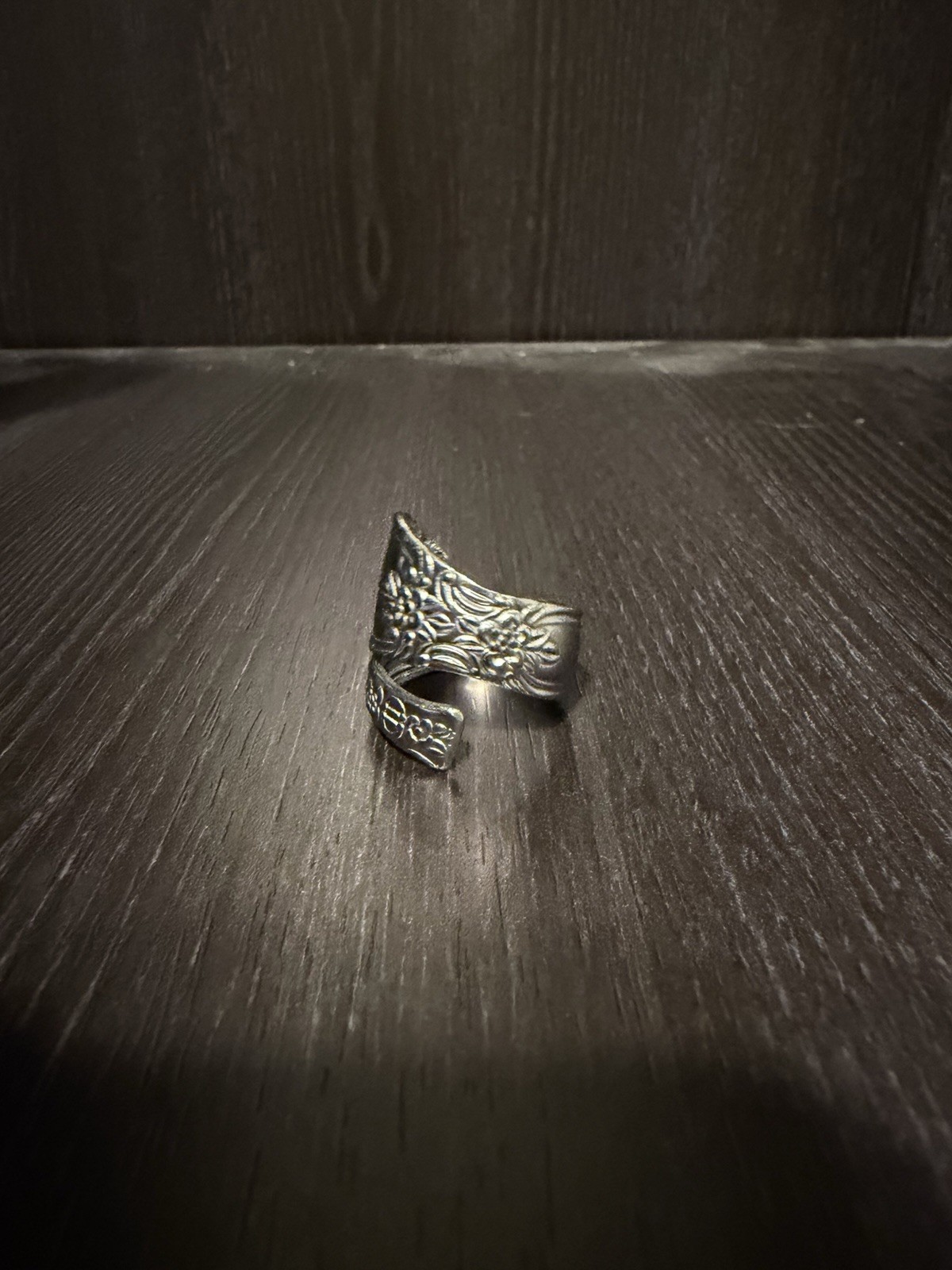 Handmade Floral Spoon Ring Size 9-9.5