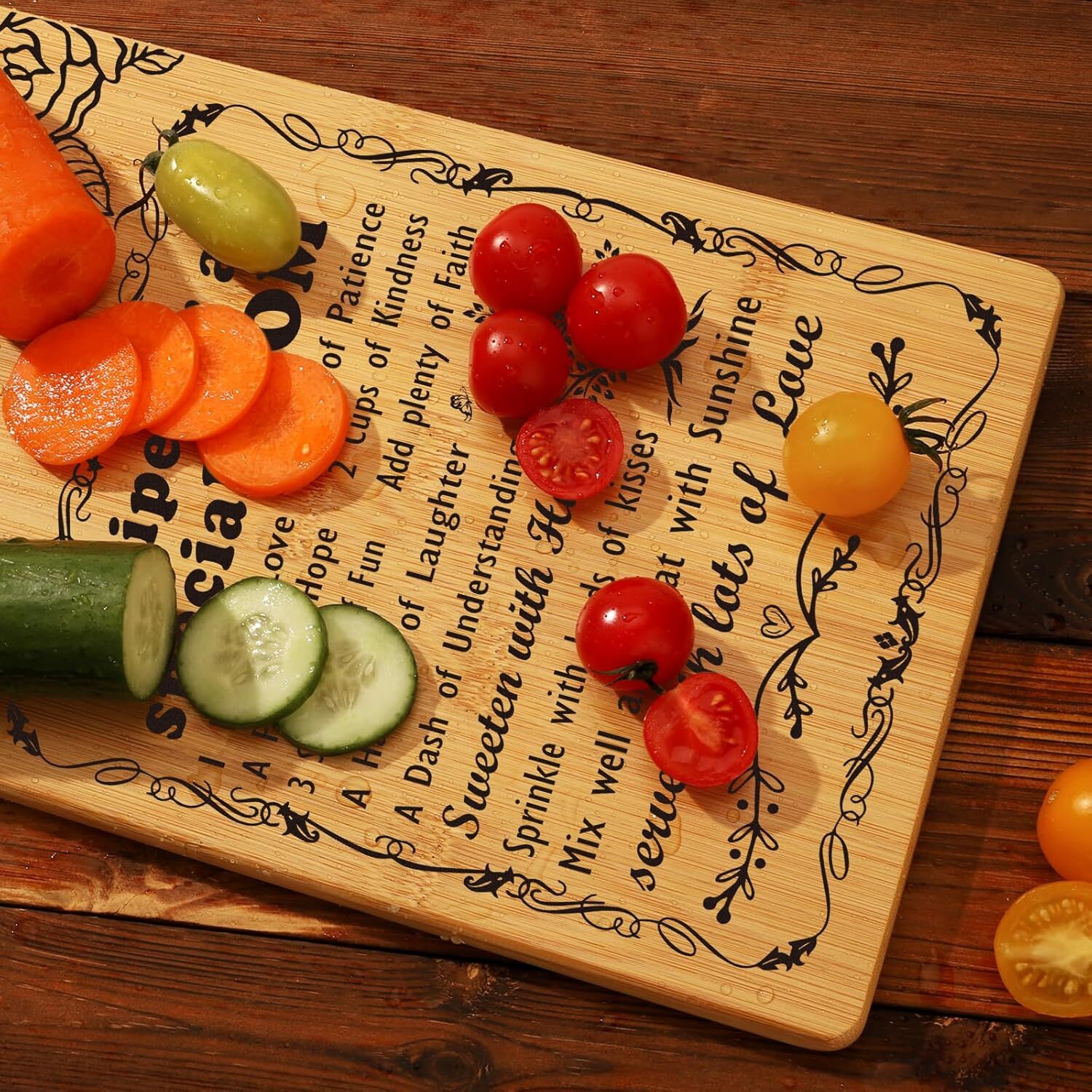 Gift for Mom Mothers Day, Mom Gifts from Daughter Son Bamboo Cutting Board Set**