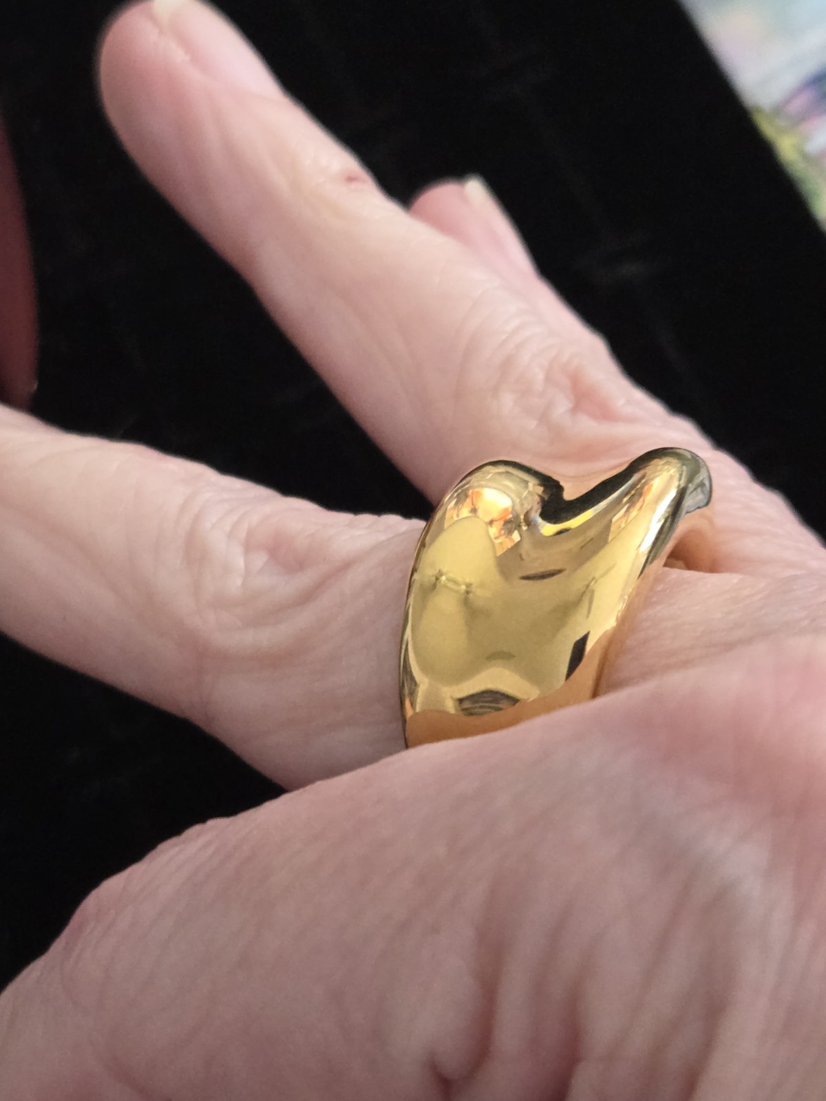 Signed JENNY BIRD Viviana Ring 14k GP Statement SZ 9 Abstract