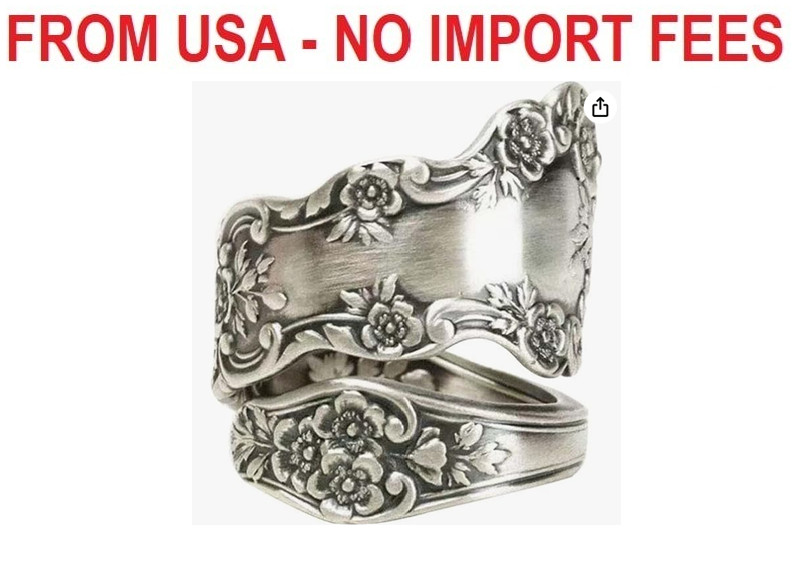 925 Sterling Silver Oxidized Spoon Ring Adjustable Ring Jewelry Gifts for Women