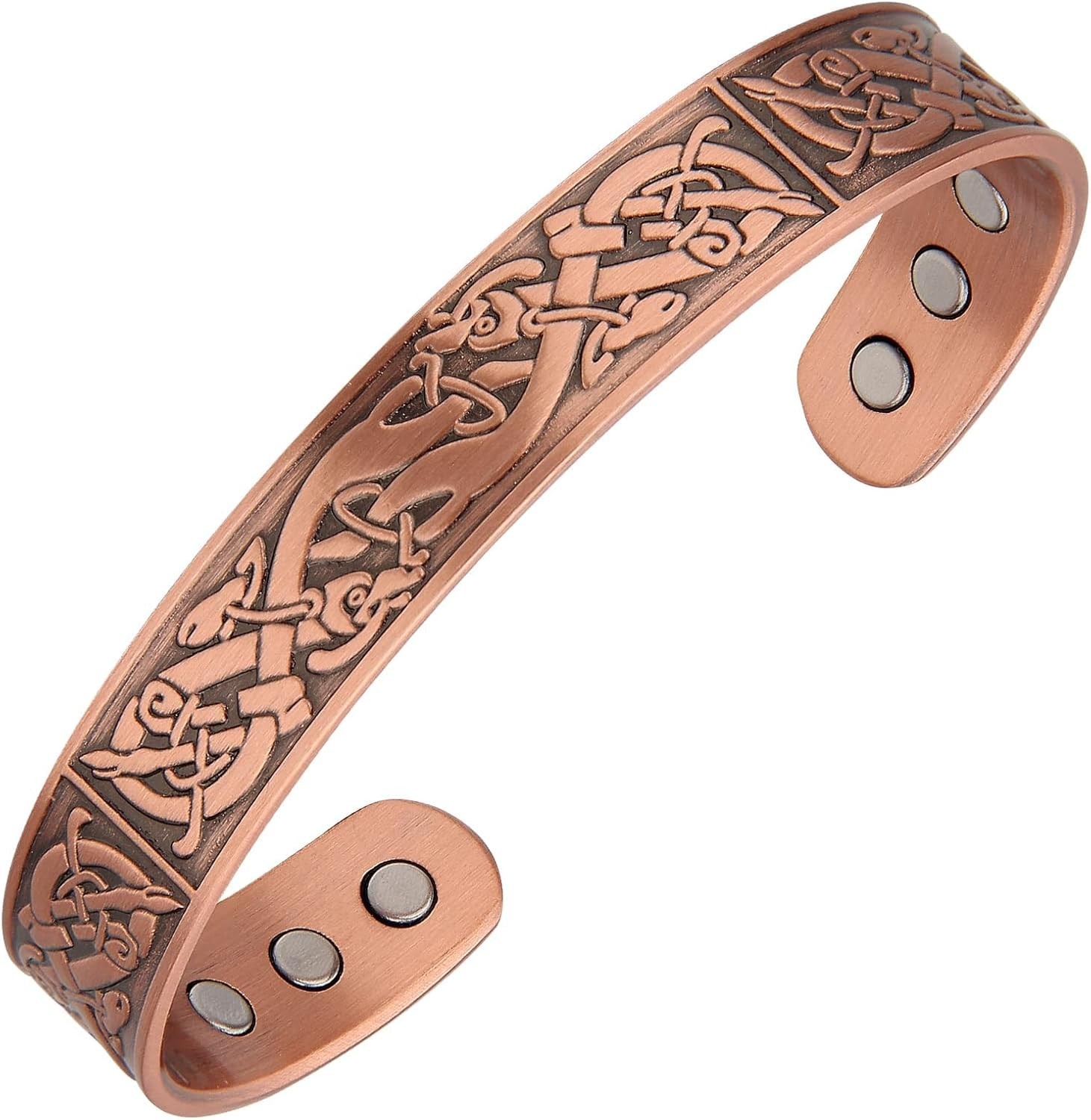 Pure Solid Copper Magnetic Bracelet Arthritis Pain Therapy 12mm Cuff Viking God