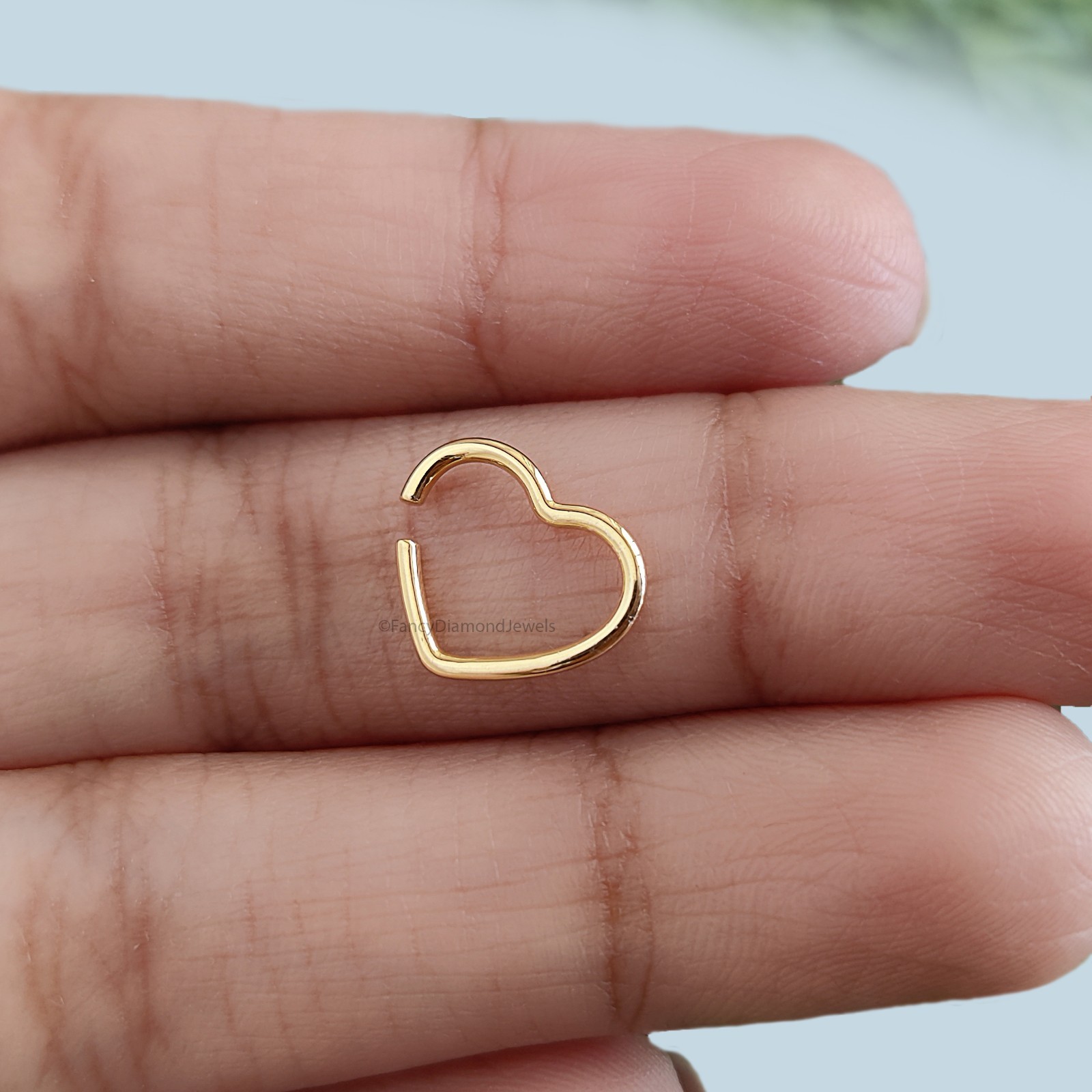 Heart Helix Ring Piercing Silver Yellow Gold Cuff Ear Wrap Gift For Her FD480