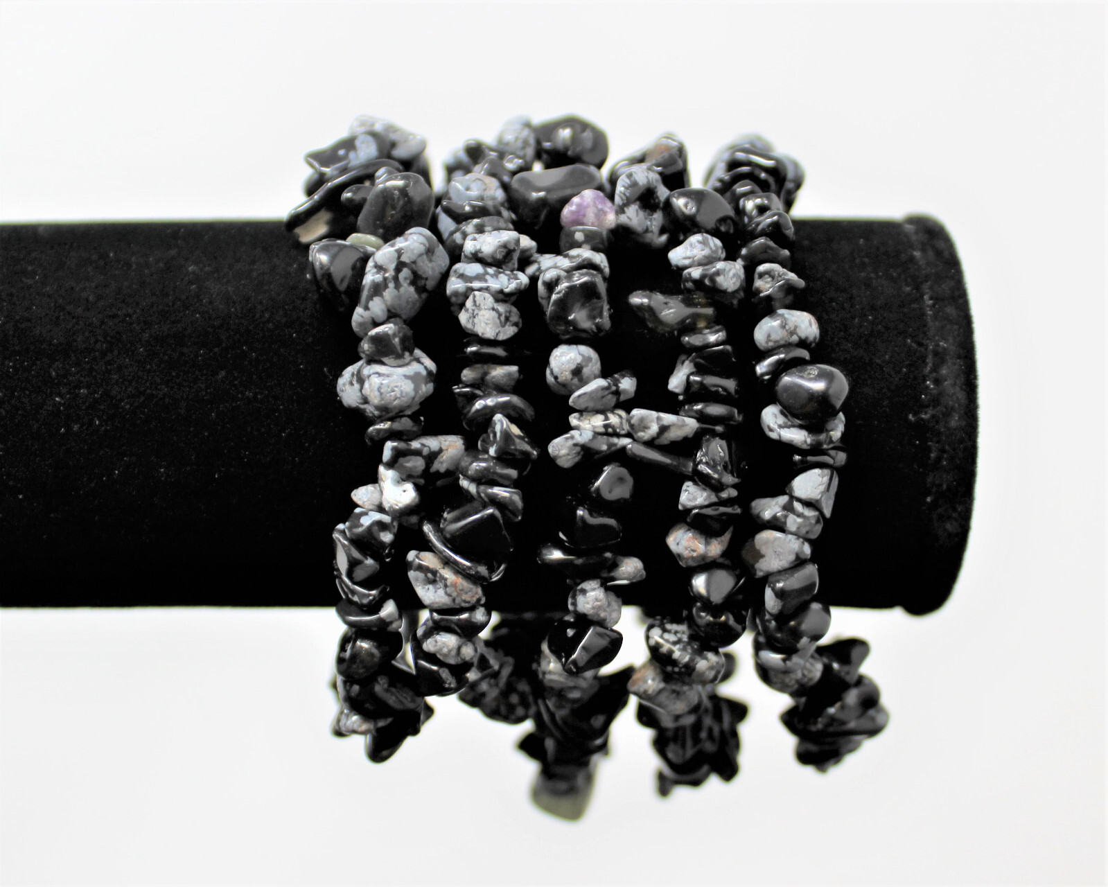 Snowflake Obsidian Chip Bracelet – Obsidian Gemstone Jewelry Gift for Her