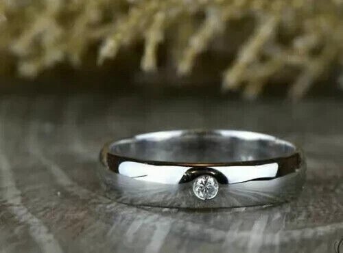 Round Cut Simulated Diamond Unisex Stunning Band Ring In 14K White Gold Plated