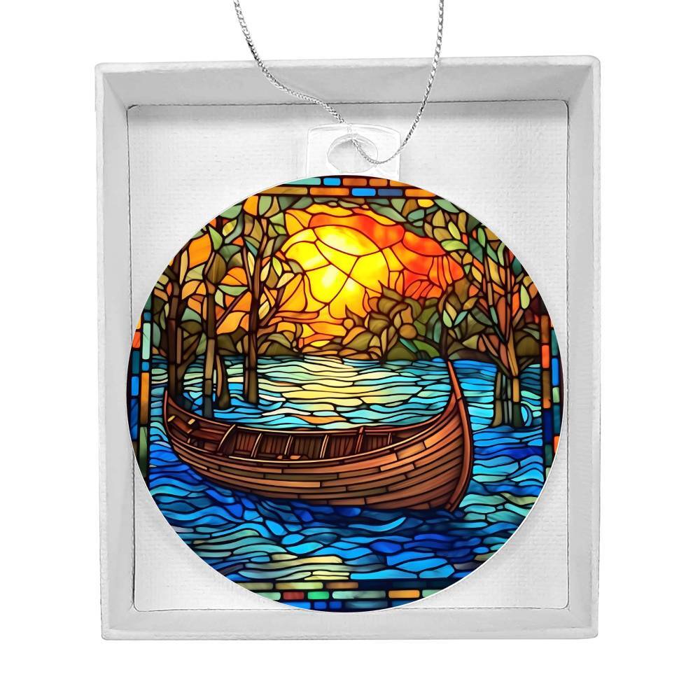 Canoe Acrylic Christmas Ornament – Festive Holiday Decor for Nature Lovers