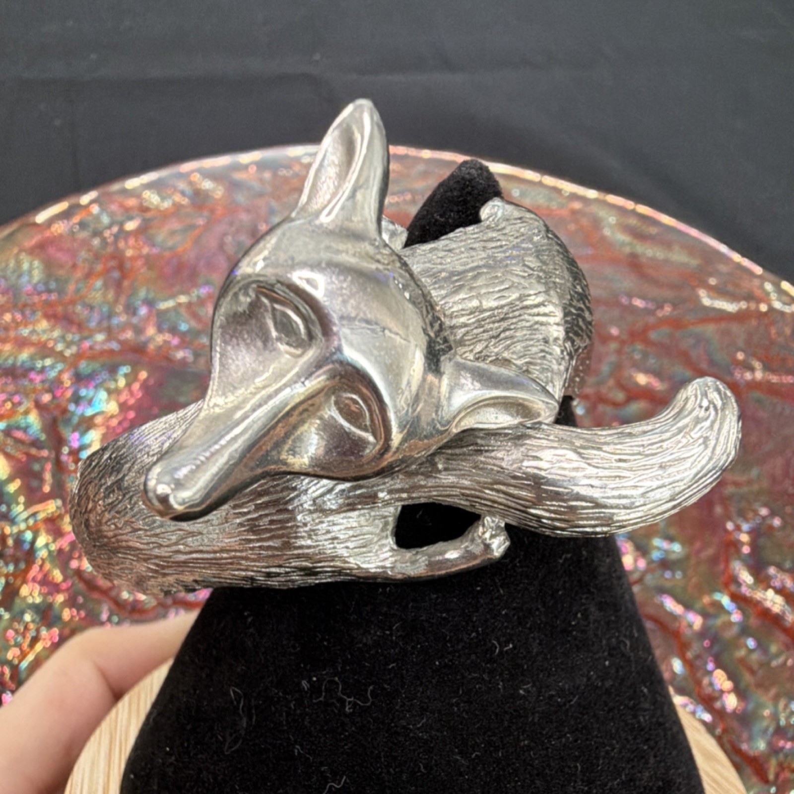 Silver plated Fox Castecliff Bangle Bracelet Hinged 2.5 in.