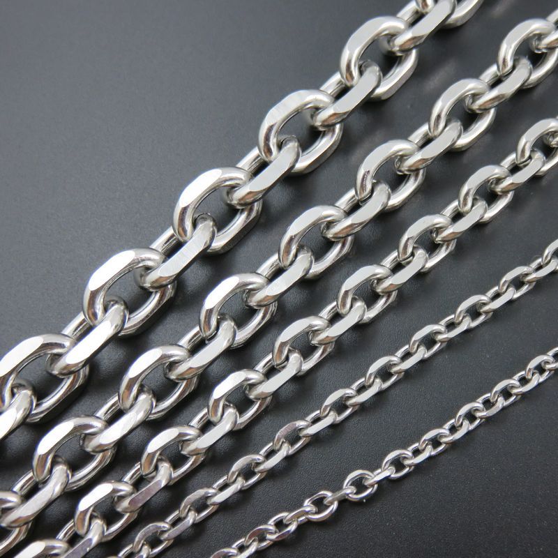 Women’s 2mm/3mm/4mm/5mm Stainless Steel Silver Oval Link Necklace Chain 12″-36″