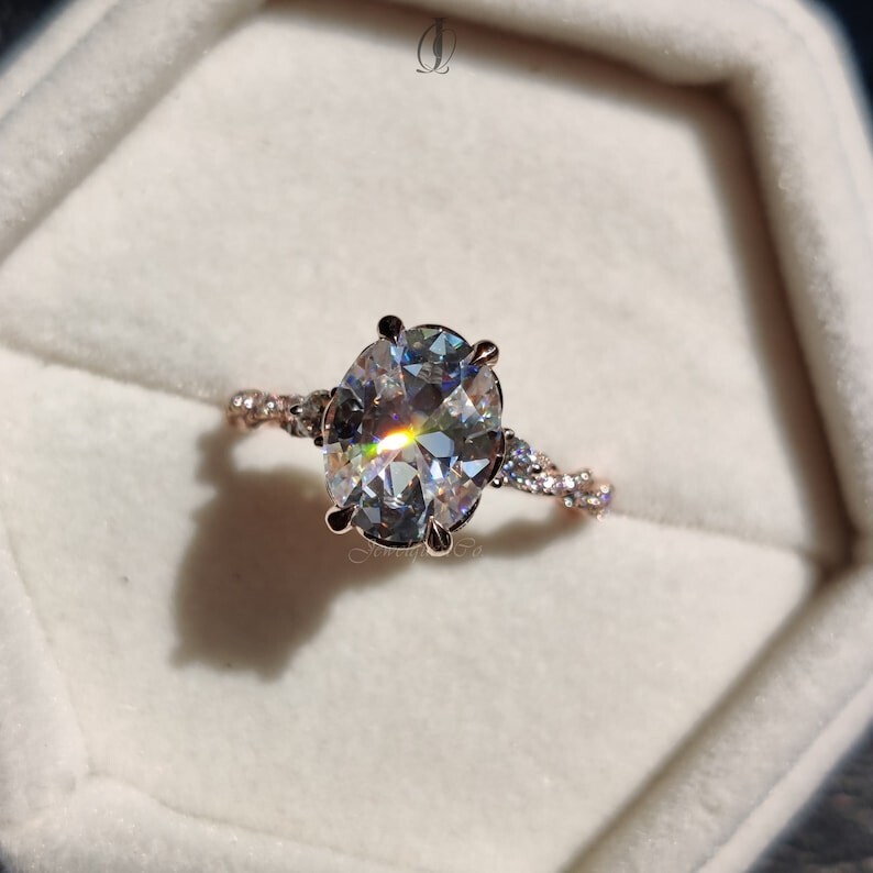 Gold Moissanite Engagement Ring Handmade Ring For Her Womens Ring Bridal Ring