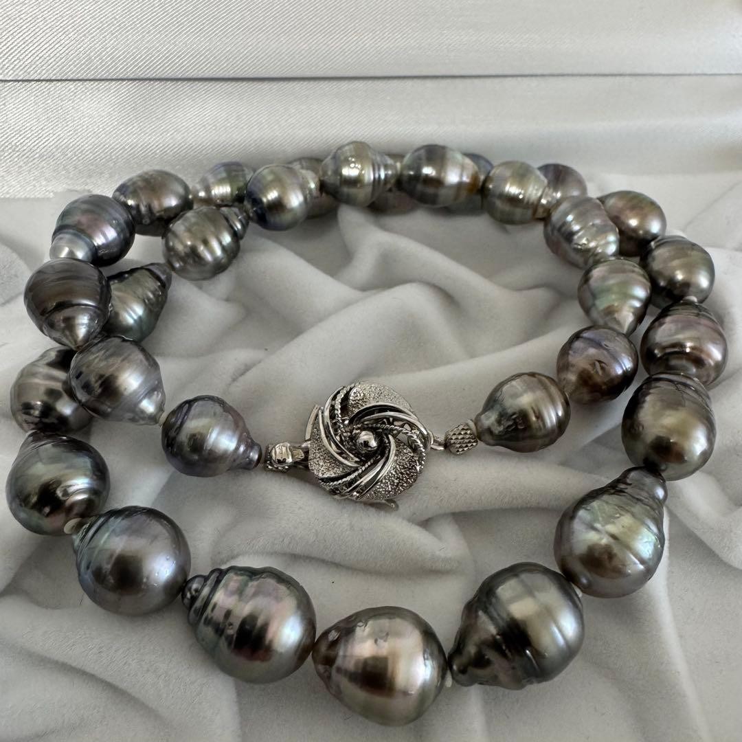 Genuine Pearl Necklace 10.0-12.0mm Baroque Black Butterfly From Japan