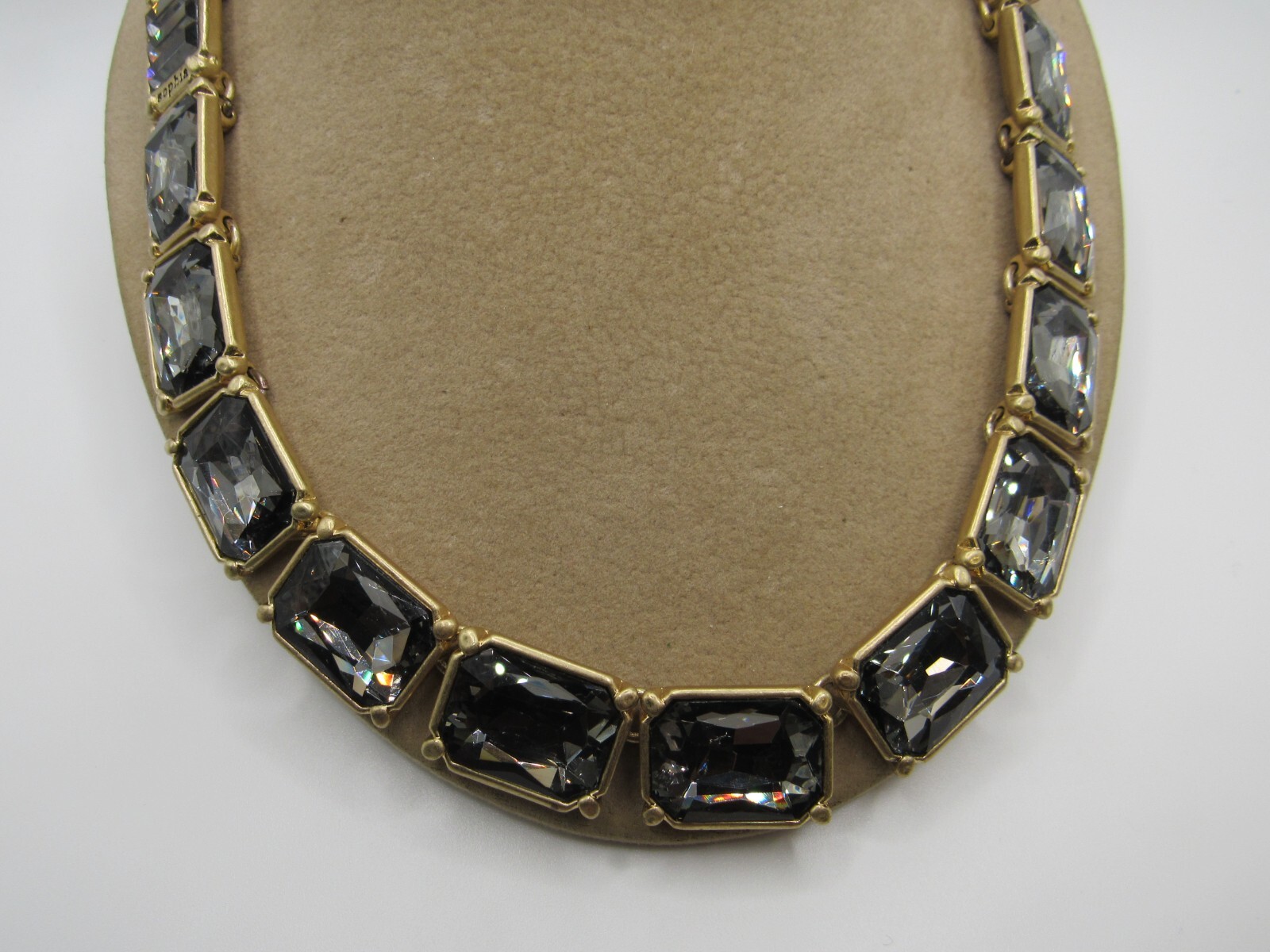 Lia Sophia VERSAILLES Smokey Grey Crystal Gold Tone Necklace New with Tags
